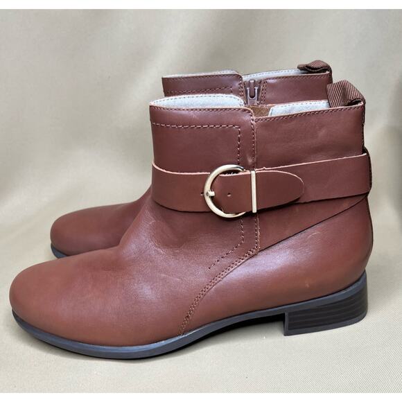 Munro Chestnut Brown Cuero Leather Ankle Boots 9 New - Picture 5 of 12